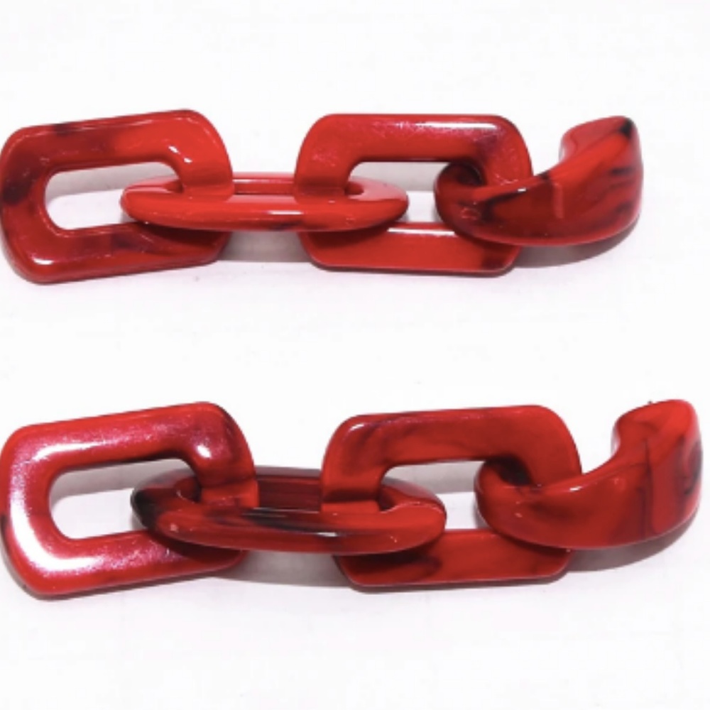 New, Red chain dangle earrings - Picture 4 of 7
